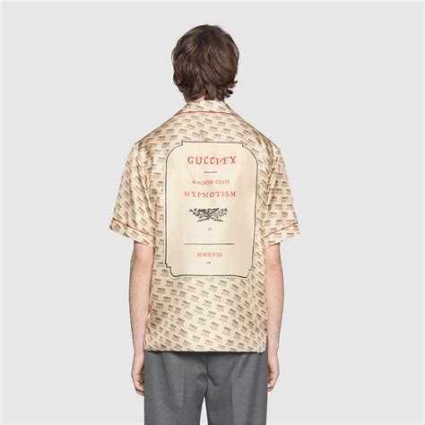 gucci stamp bowling shirt replica|gucci t shirt insignia.